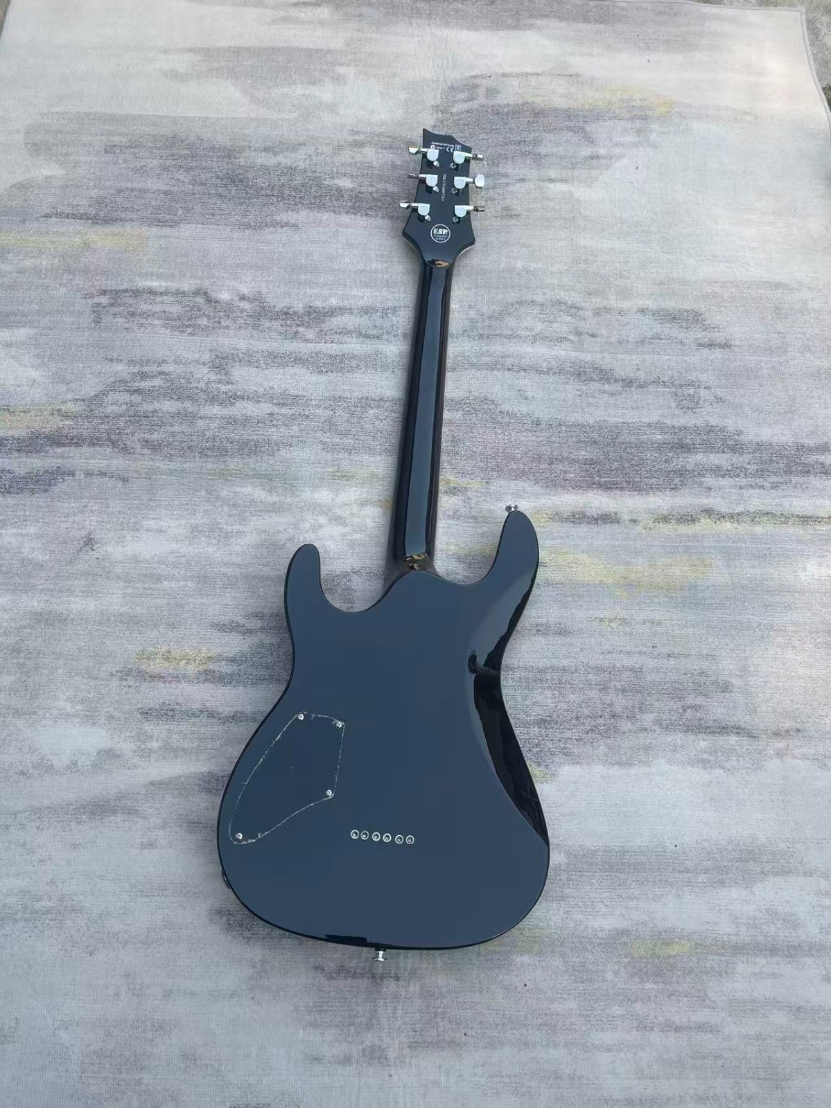 Ultra-Thin Black ESP Black Asymmetrical Electric Guitar HH PICKUP 24 tone