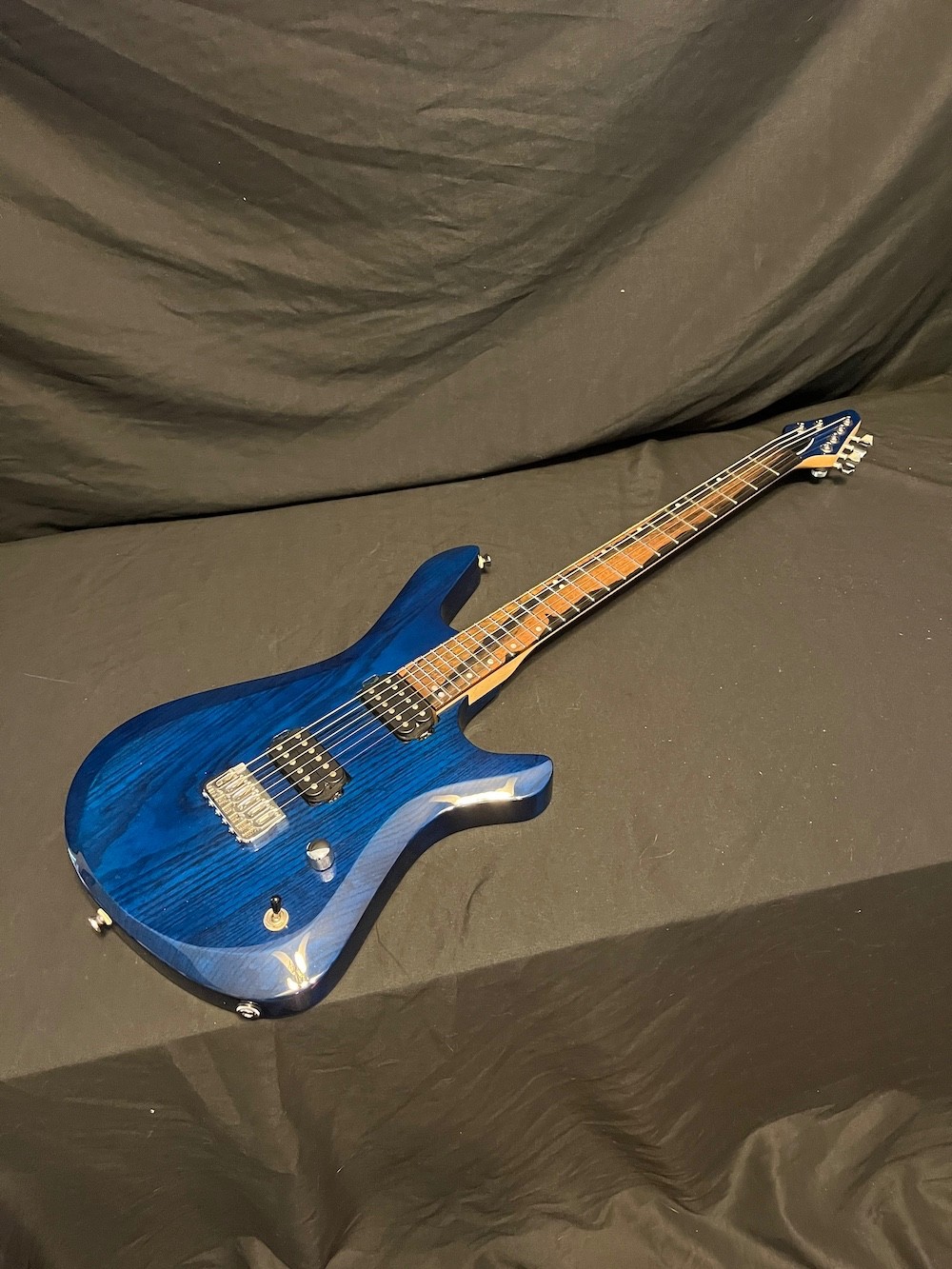Kiesel Vanquish 6 Guitar See-Through Blue Swamp Ash-Zircote Board W/Case
