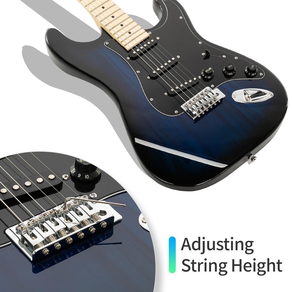 Glarry GST Electric Guitar Burning Fire Basswood 6 trings for School With Bag