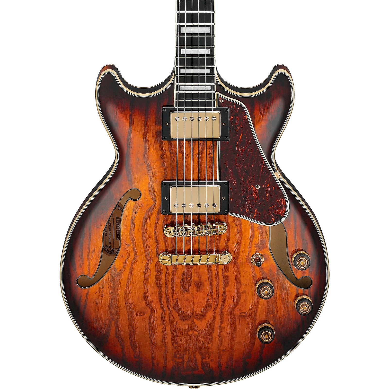 Ibanez AM93QA Artcore Exp S-H Electric Guitar, Ebony, Vintage Violin High Gloss