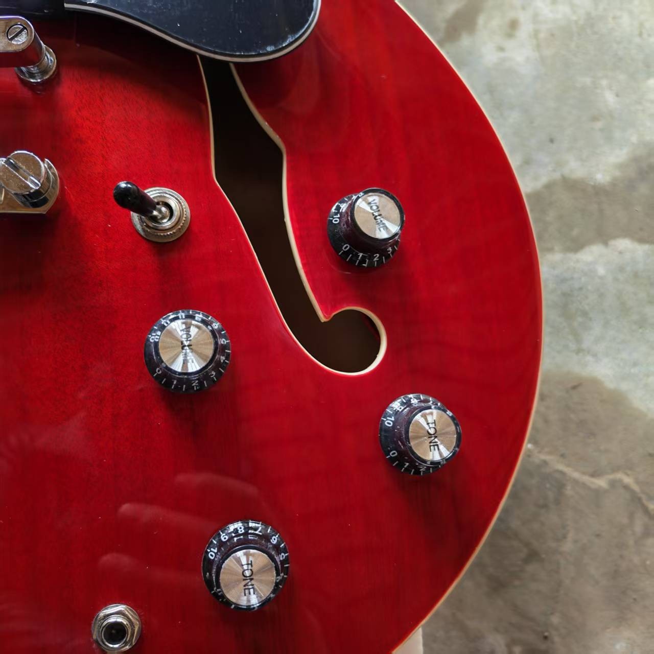 Custom Dot 335 Semi-hollow Cherry Red Electric Guitar HH Pickups 6string Ship US