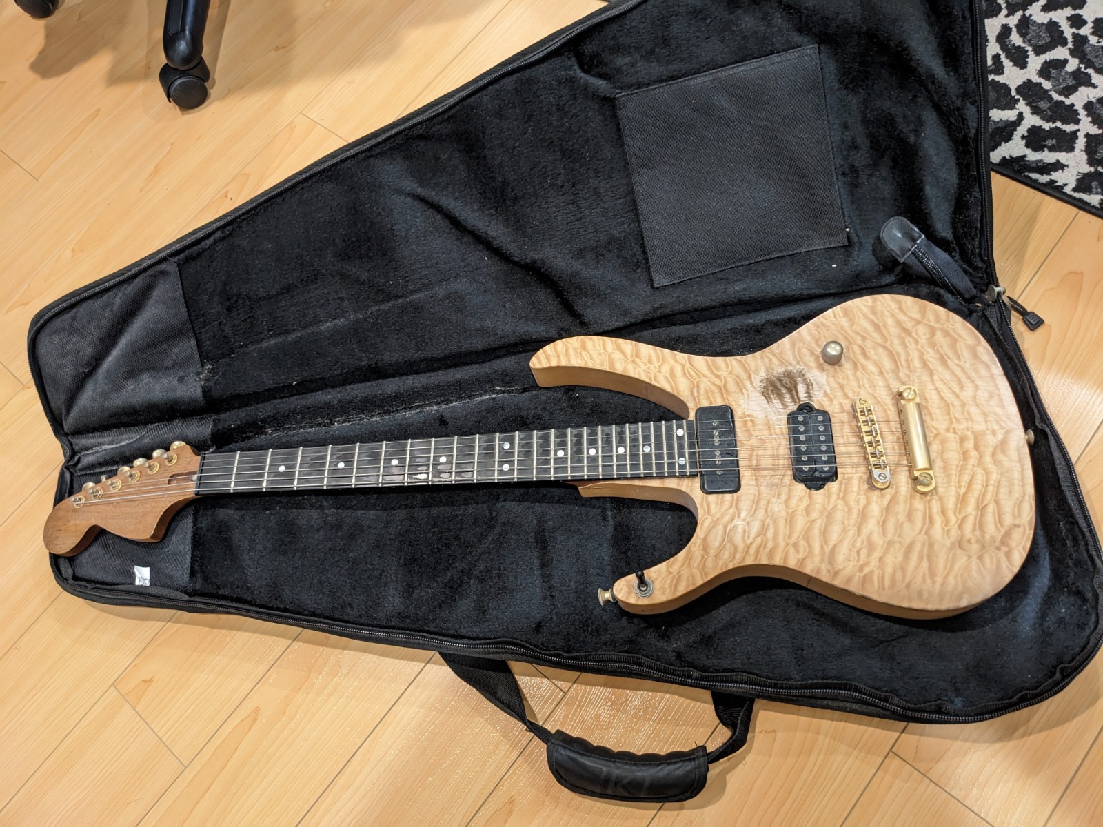 Custom Curly Maple Electric Guitar with Warmoth Neck and TKL gig bag