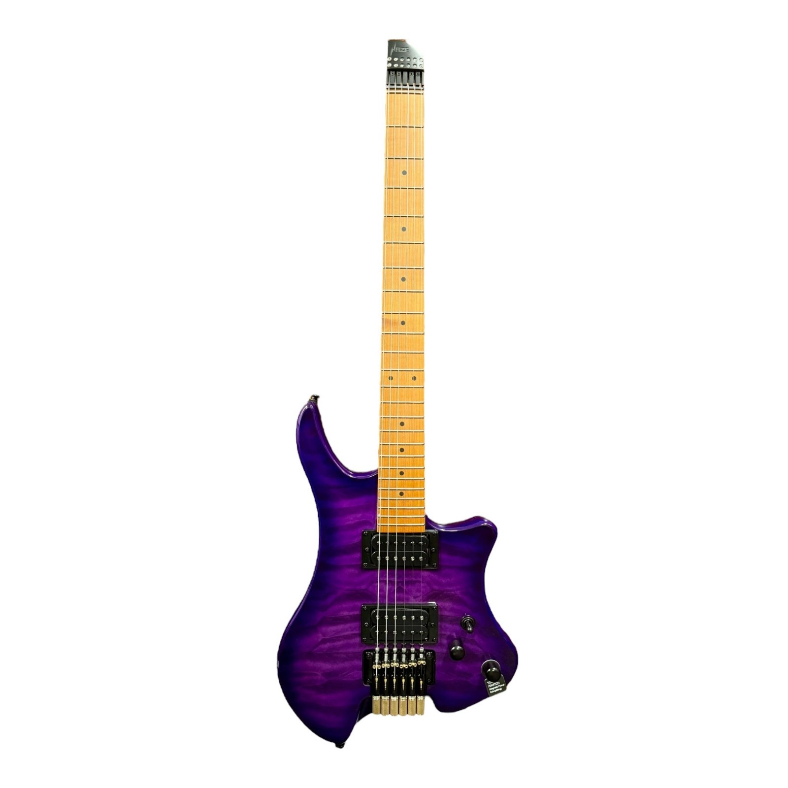 Haze Headless HH Solid Mahogany HHL Electric Guitar – HL1APQTPU (Tiger Purple)