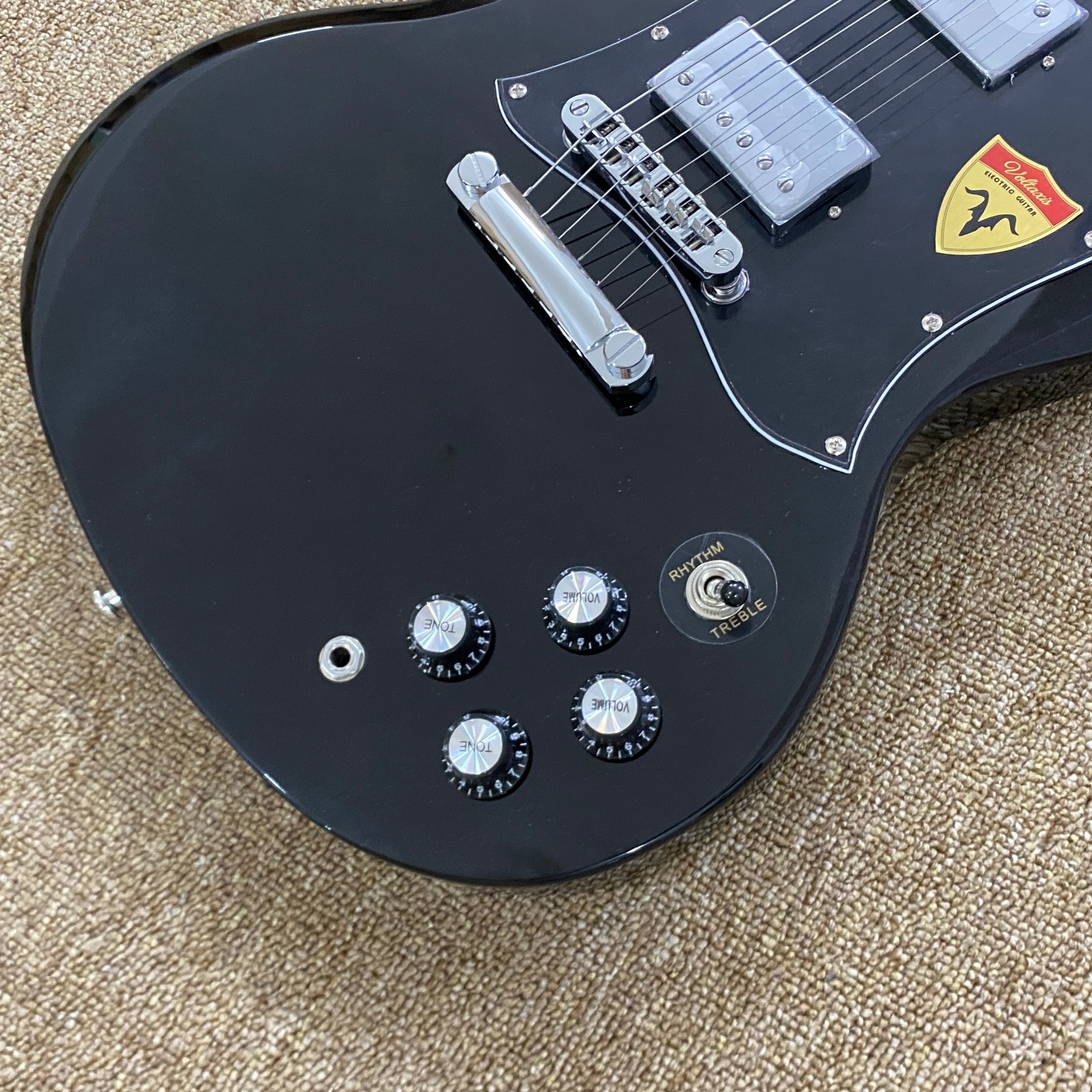 Gorgeous Jet‑Black Electric Guitar Block Fretboard Inlays Mahogany Body🔥