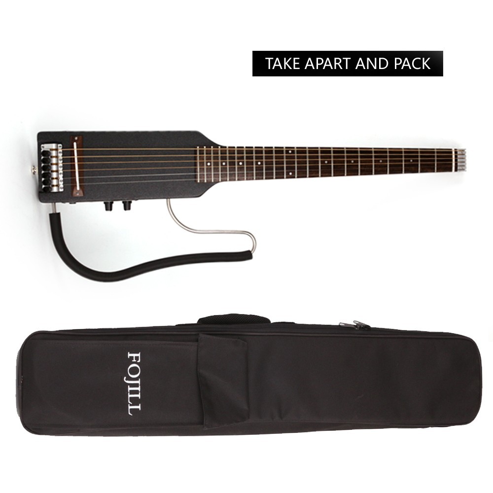 Headless Full scale length Electric Acoustic Guitar Silent Travel Portable F75BK