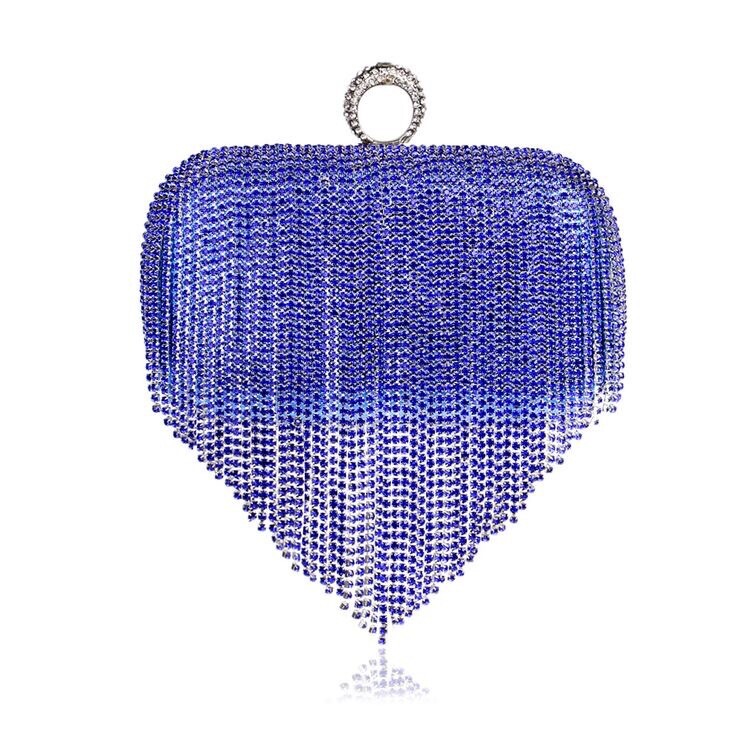 Rhinestones Tassel Clutch, Handmade Beaded Metal Evening Bags All Colors