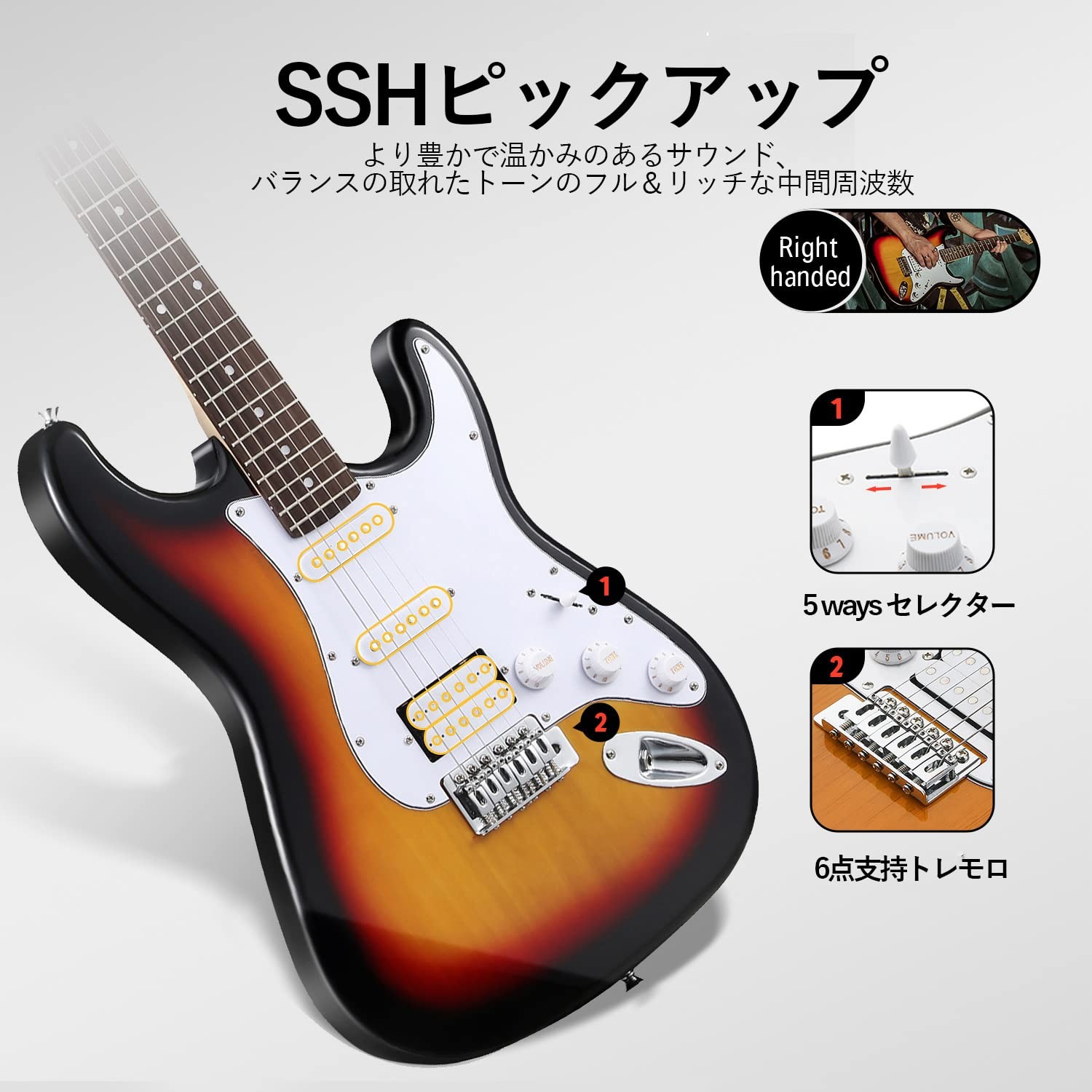 Donner DST-100S Electric Guitar Beginner Set, ST Type, SSH Pickup Array, 39-inch