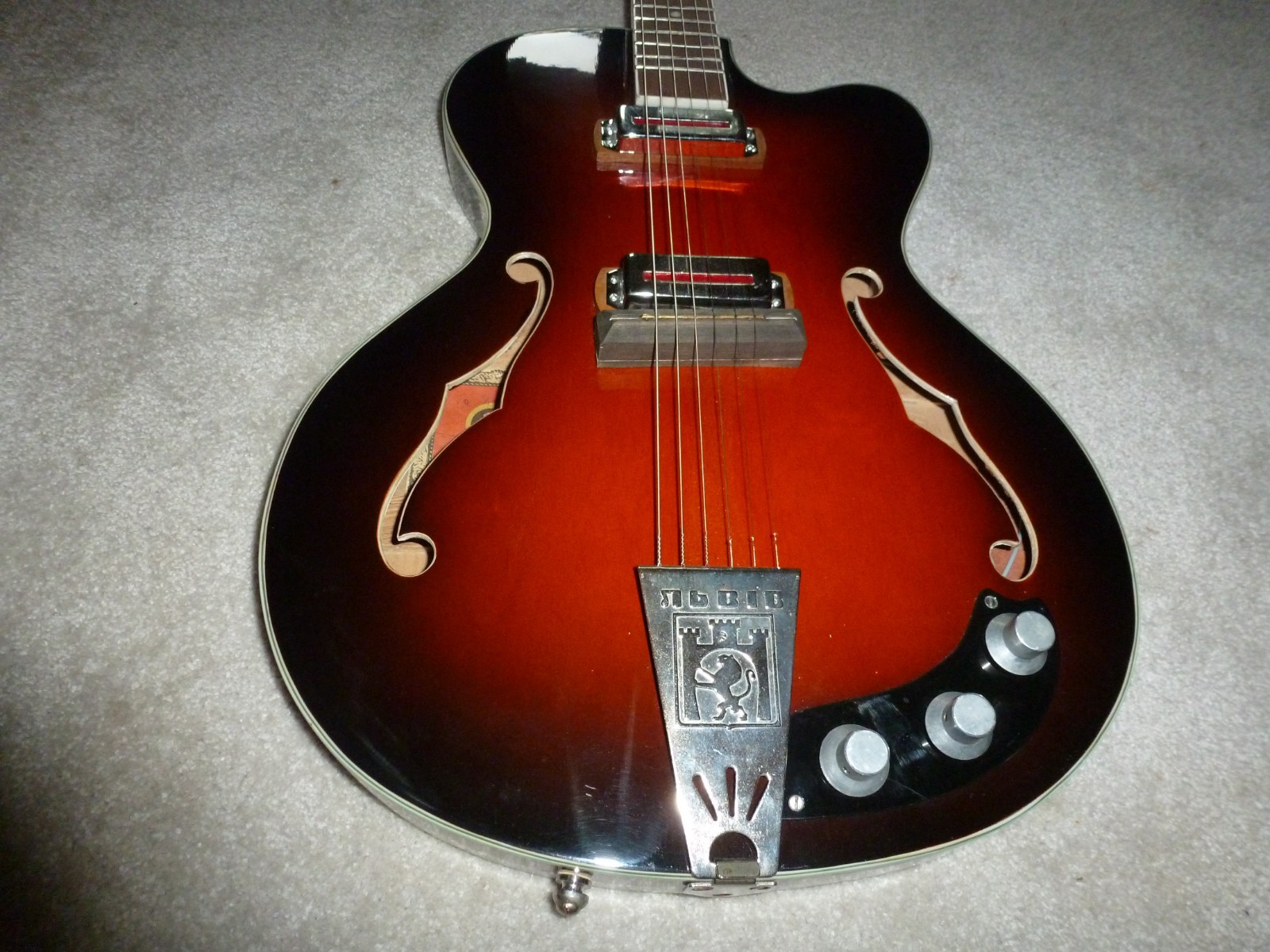 Soviet Ukrainian made hollow body Elec. guitar. PLEASE LOOK