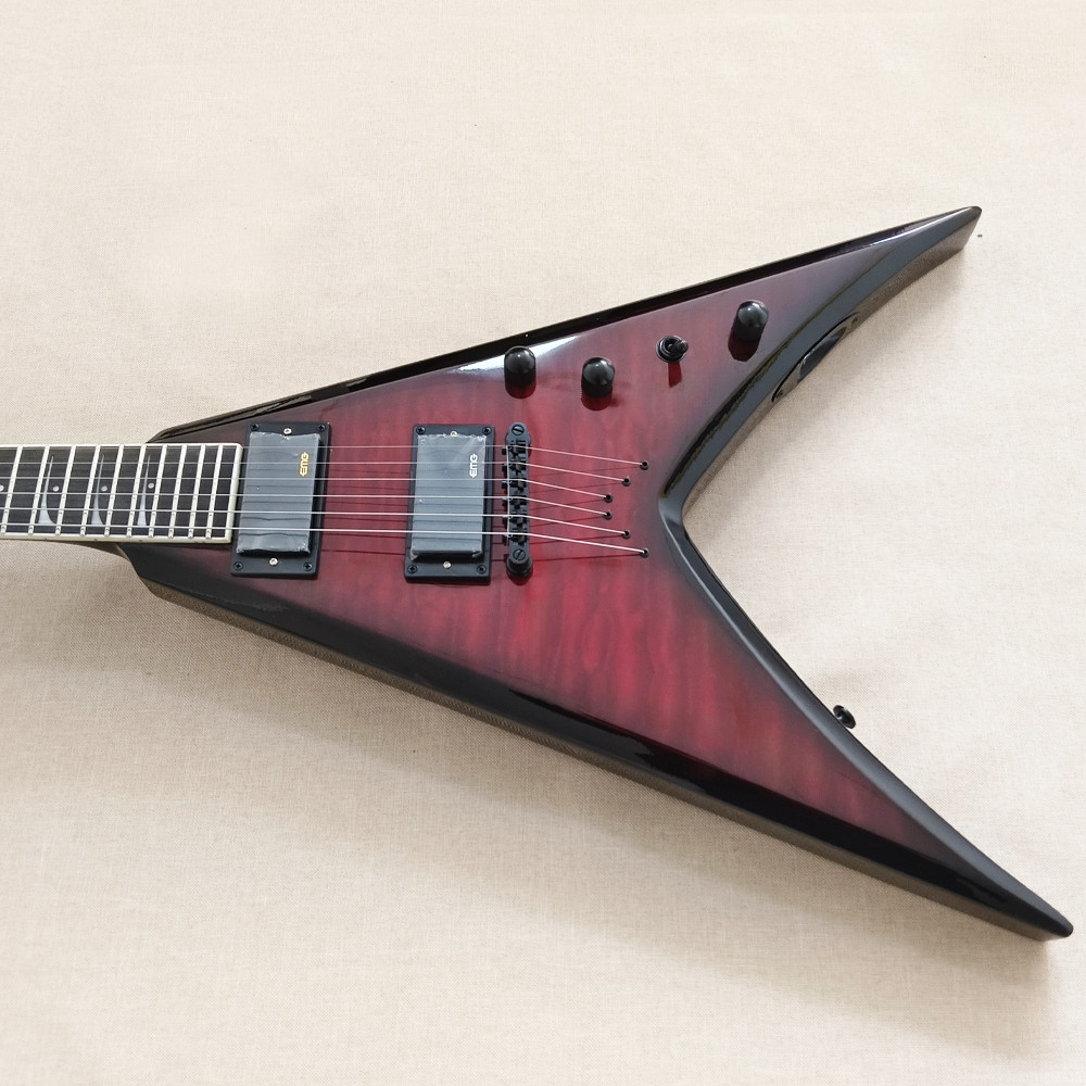 Redburst Electric Guitar Rosewood Fretboard Humbucker Pickup Abalone Inlay SetIn