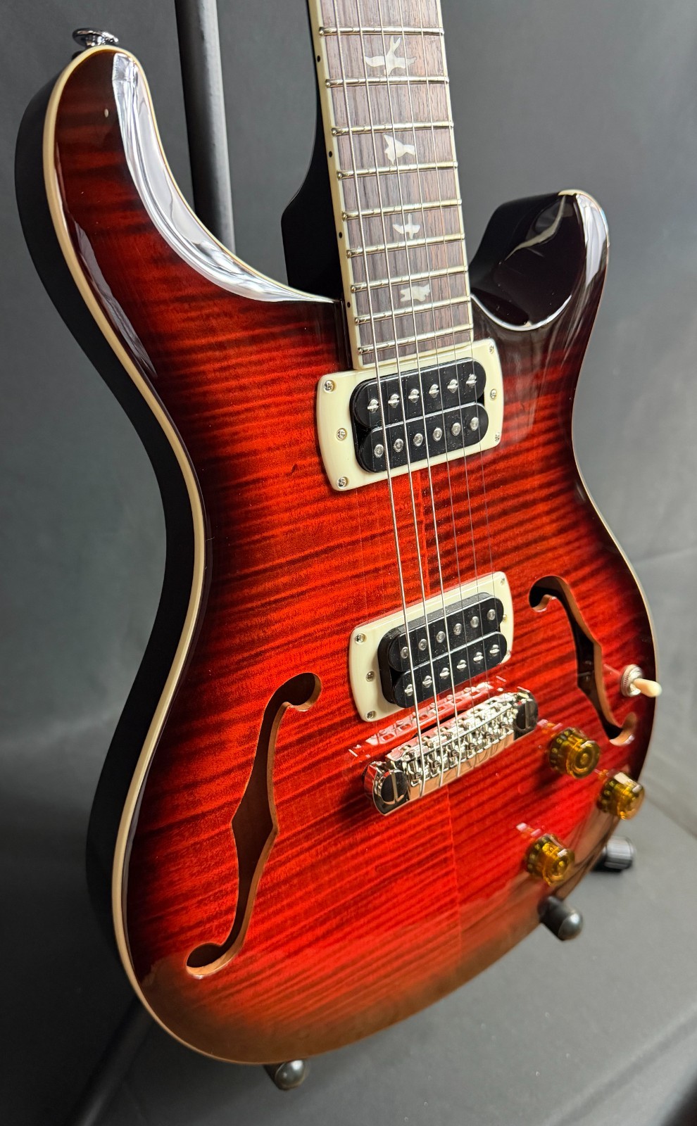 PRS SE Hollowbody I Piezo Electric Guitar Orange Tiger Smokeburst Finish w/ Bag