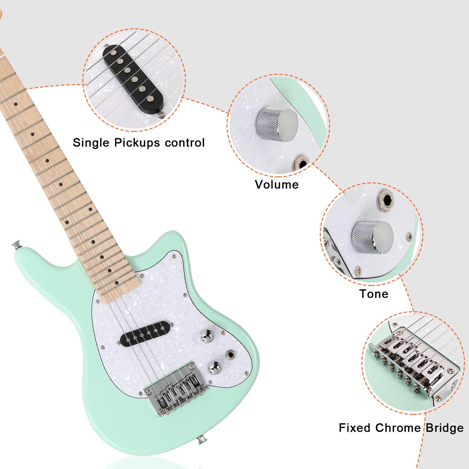 30in Maple Fingerboard Mini Electric Guitar Kit with 5W Amplifier Bag String