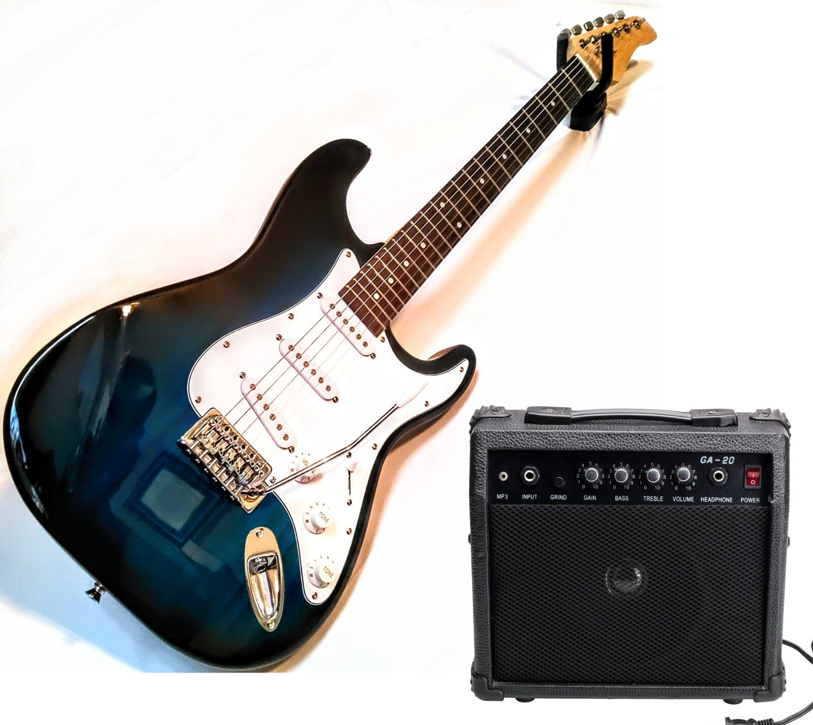 🎸FAST SHIPPING!🎸 +AMP! S Style Electric Guitar +Soft Case/Gig Bag +Strap!