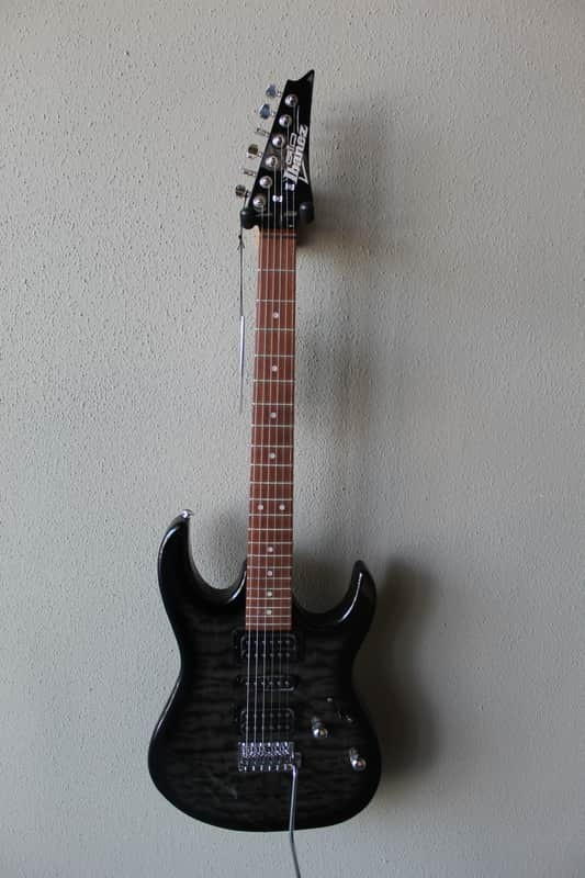 Brand New Ibanez Gio GRX70QA Electric Guitar – Transparent Black Burst