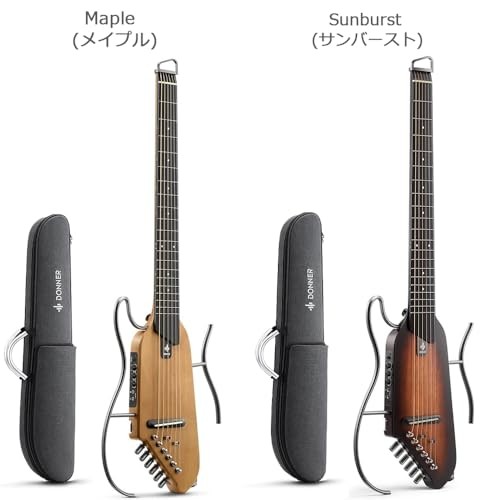 Donner HUSH-I Silent Acoustic Guitar Sunburst Stand Set Japan