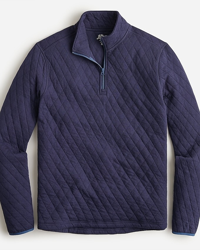 $69 NWT J. Crew quarter zip Large Navy quilted men’s cotton blend pullover shirt
