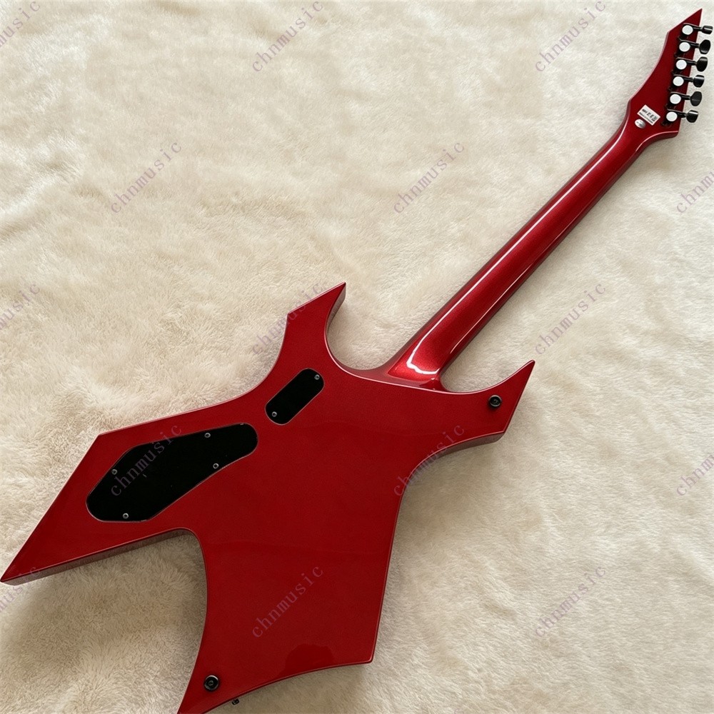 Solid Body Electric Guitar Warlock HH Pickup Fixed Bridge Metallic Red Fast Ship