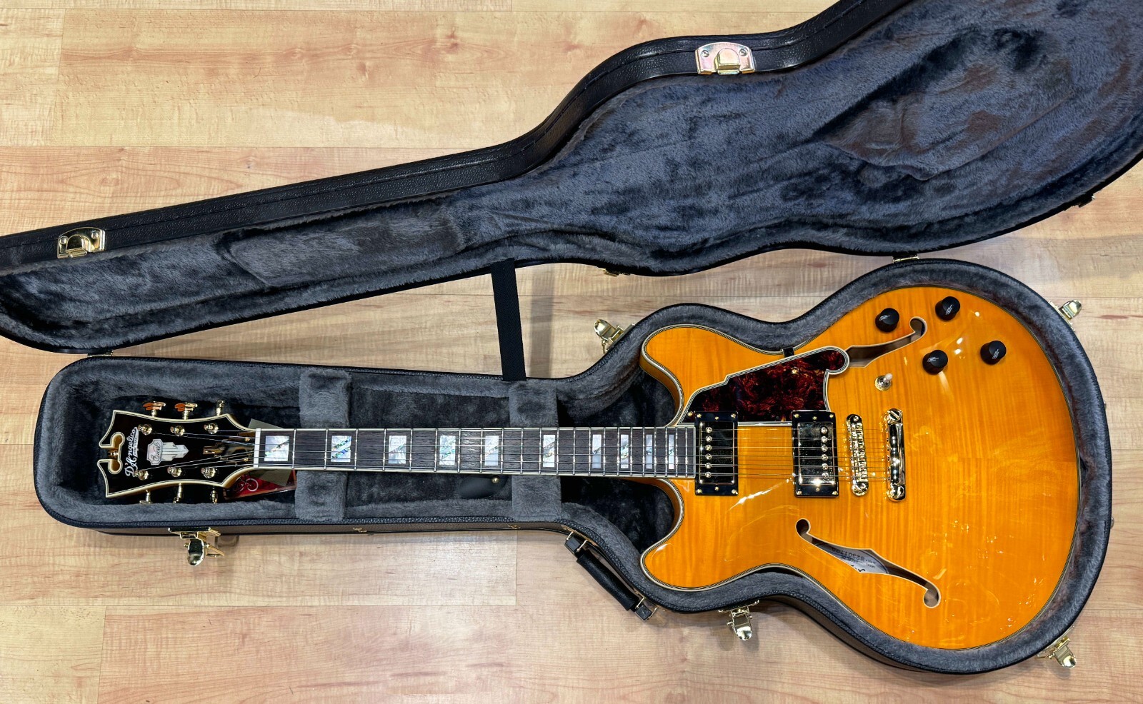 D’Angelico Excel DC Flametop Double Cut Semi-Hollow Electric Guitar Natural