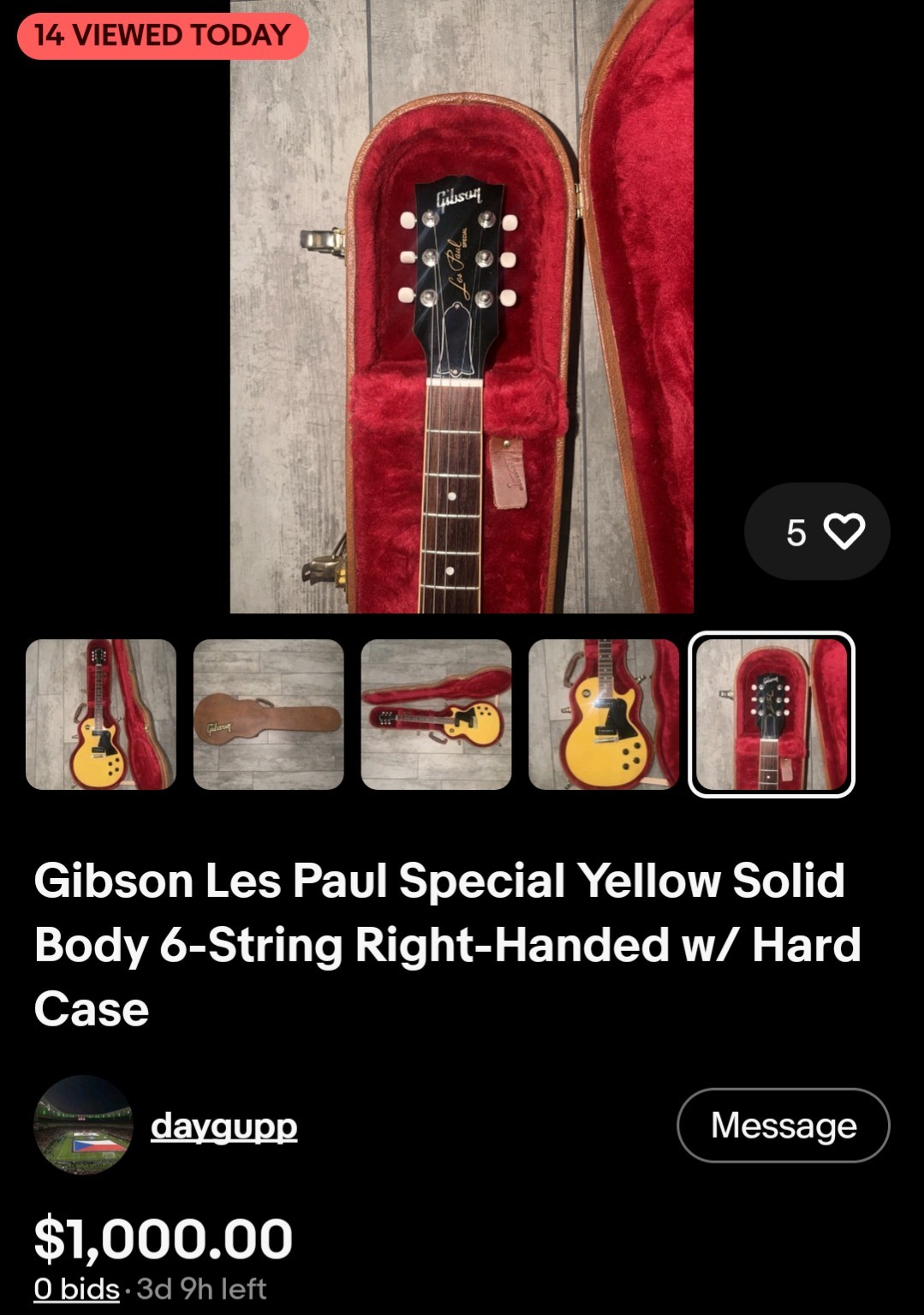 Gibson Les Paul Special Yellow Solid Mahogany 6-String RH w/ Hard Case