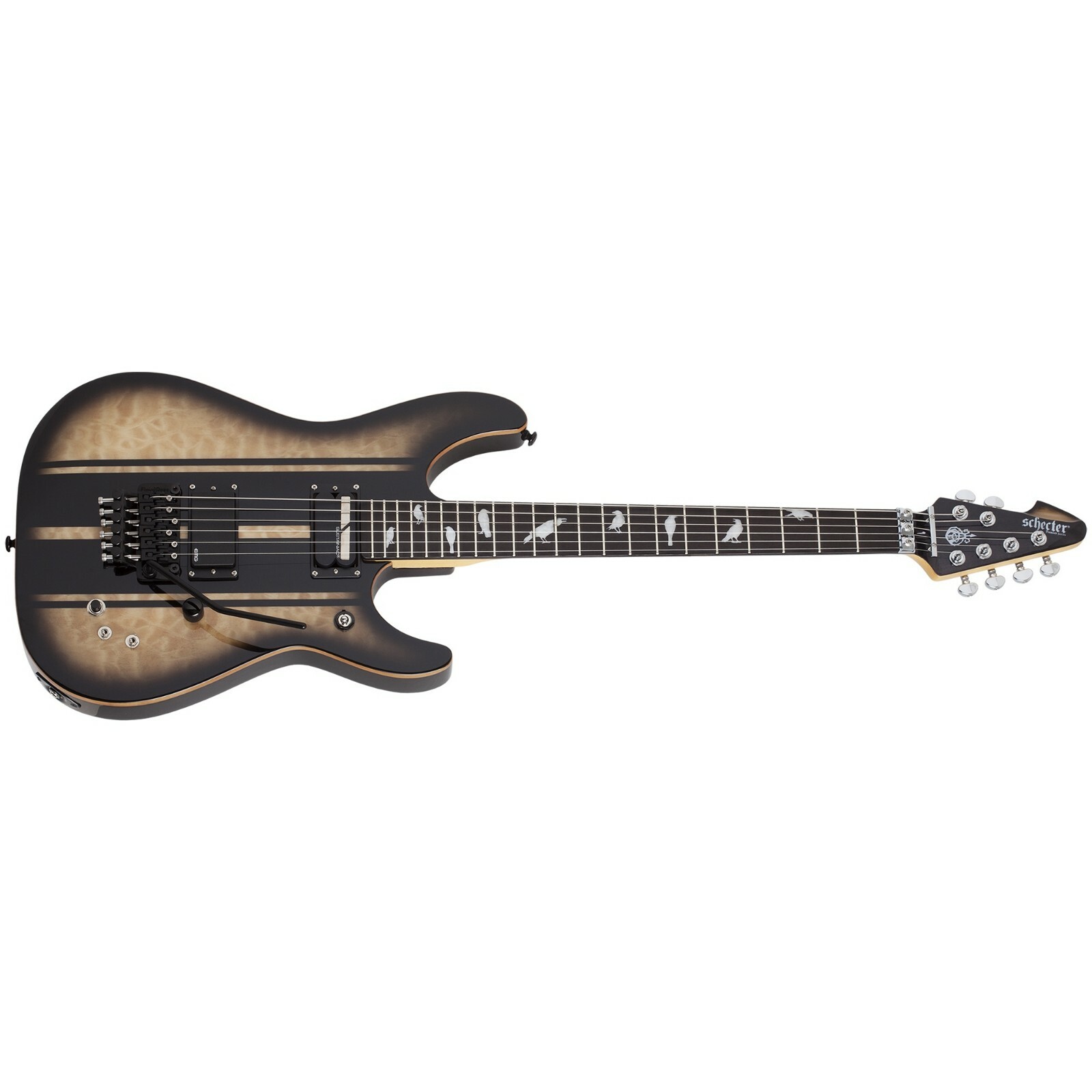 Schecter DJ Ashba Natural Black Burst Electric Guitar + Case Sustainiac Floyd