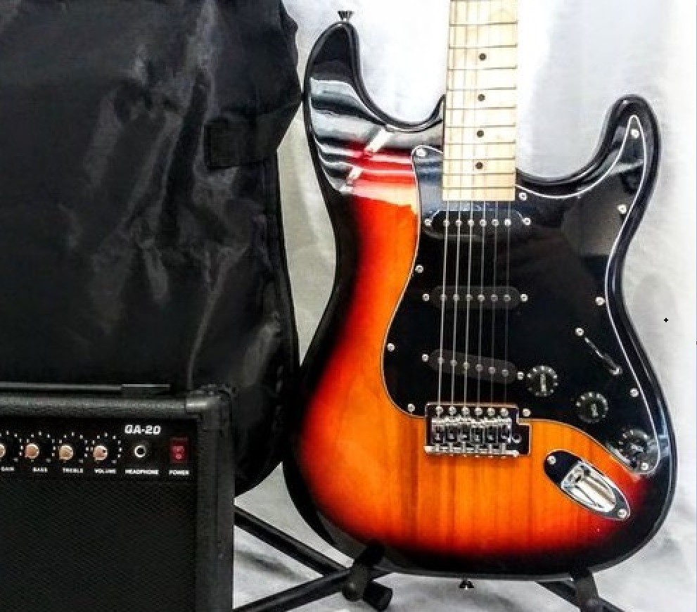 🎸FREE SHIPPING!🎸+AMP! S Style Electric Guitar +Case/Bag +Strap +Cable +More!