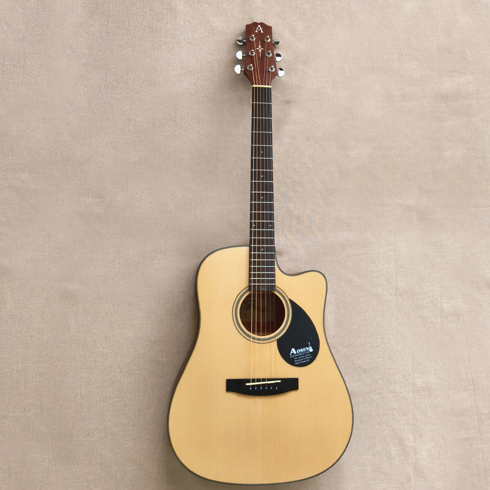 41″ Cutaway Acoustic Guitar Spruce Layered Top Mahogany Neck Natural Gigbag
