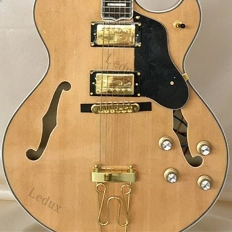 Natural Hollow Byrdland Electric Guitar 596mm H-H Pickups Archtop Gold Hardware
