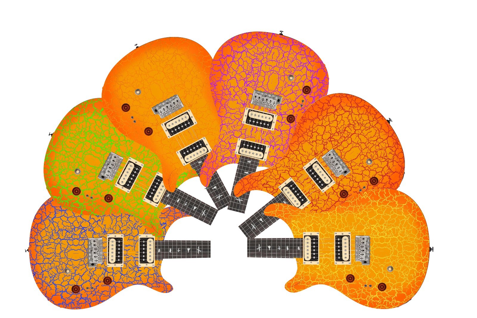 Guitar Wrap Skin Reface Iconic 80’s Burst 6 Volt Crackle Orange Blister 1219