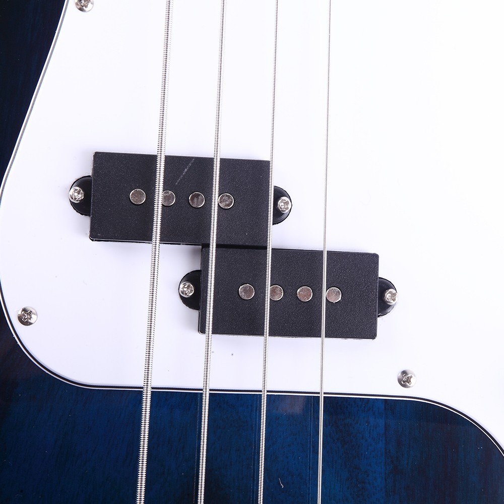 US 45″ Blue Electric Bass Guitar 4-Strings Full Size W/ Bag Strap Pick Cable