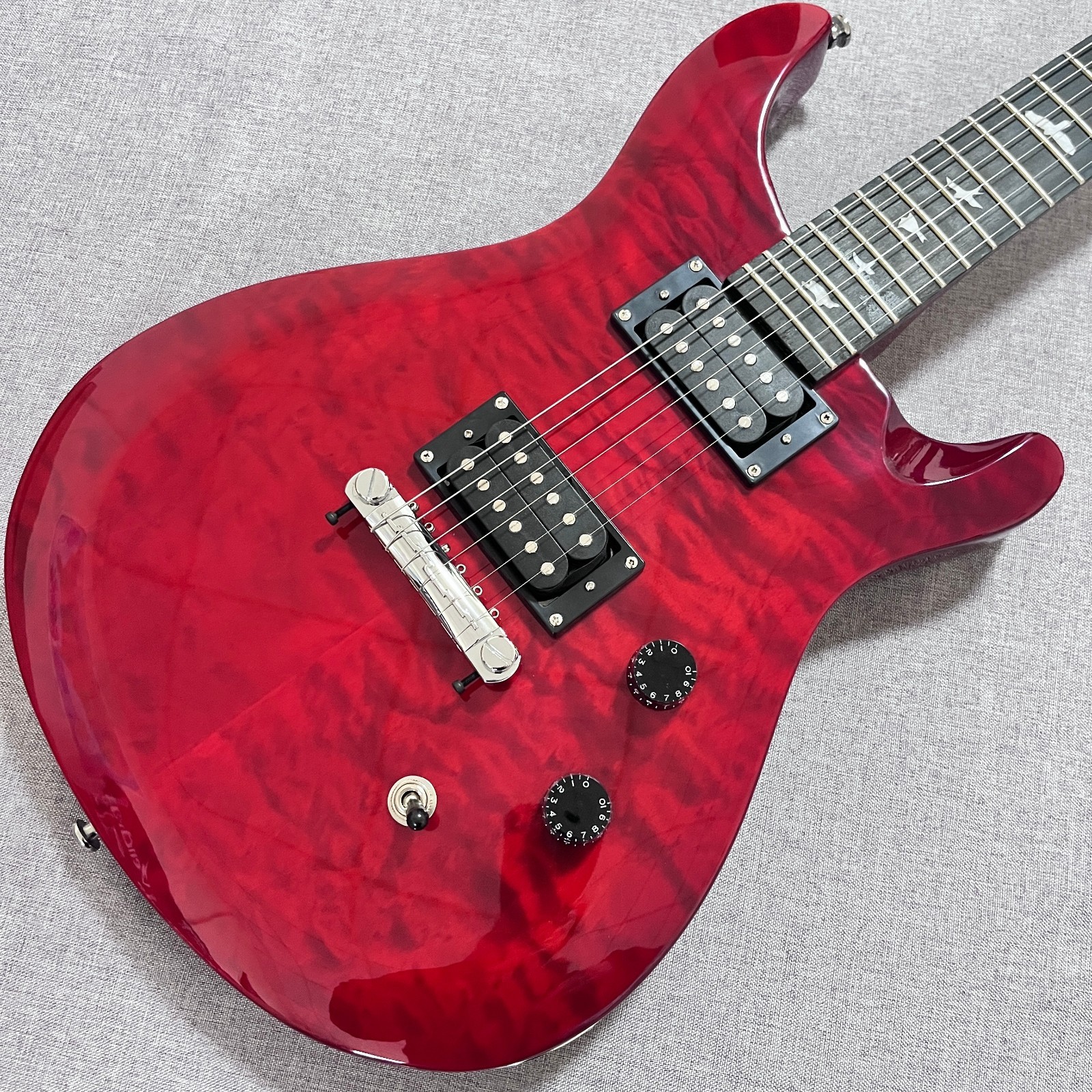 PRS Style Electric Guitar Quilted Maple Top Transparent Red Bird Inlay HH Pickup