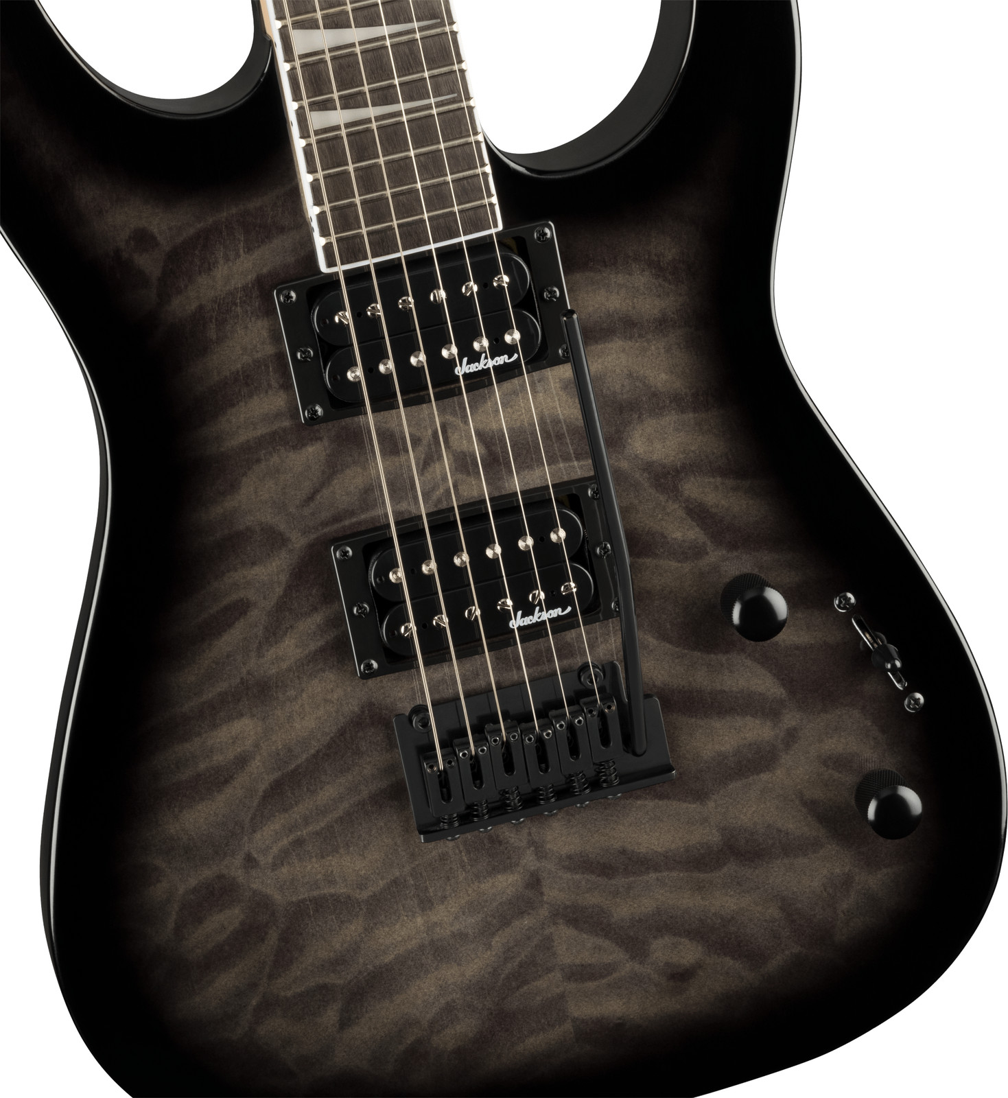 Jackson JS Series Dinky JS20 DKQ 2PT Amaranth Fingerboard Transparent Black Burs