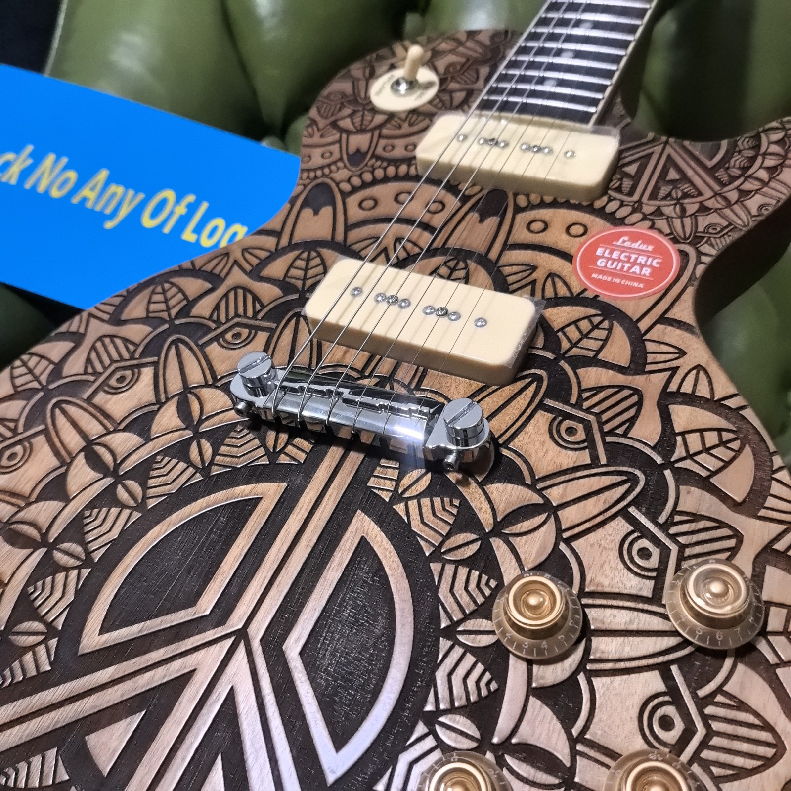 Electric Guitar P90 Pickup Stainless Rounded Fret Bone Nut carved top soild body