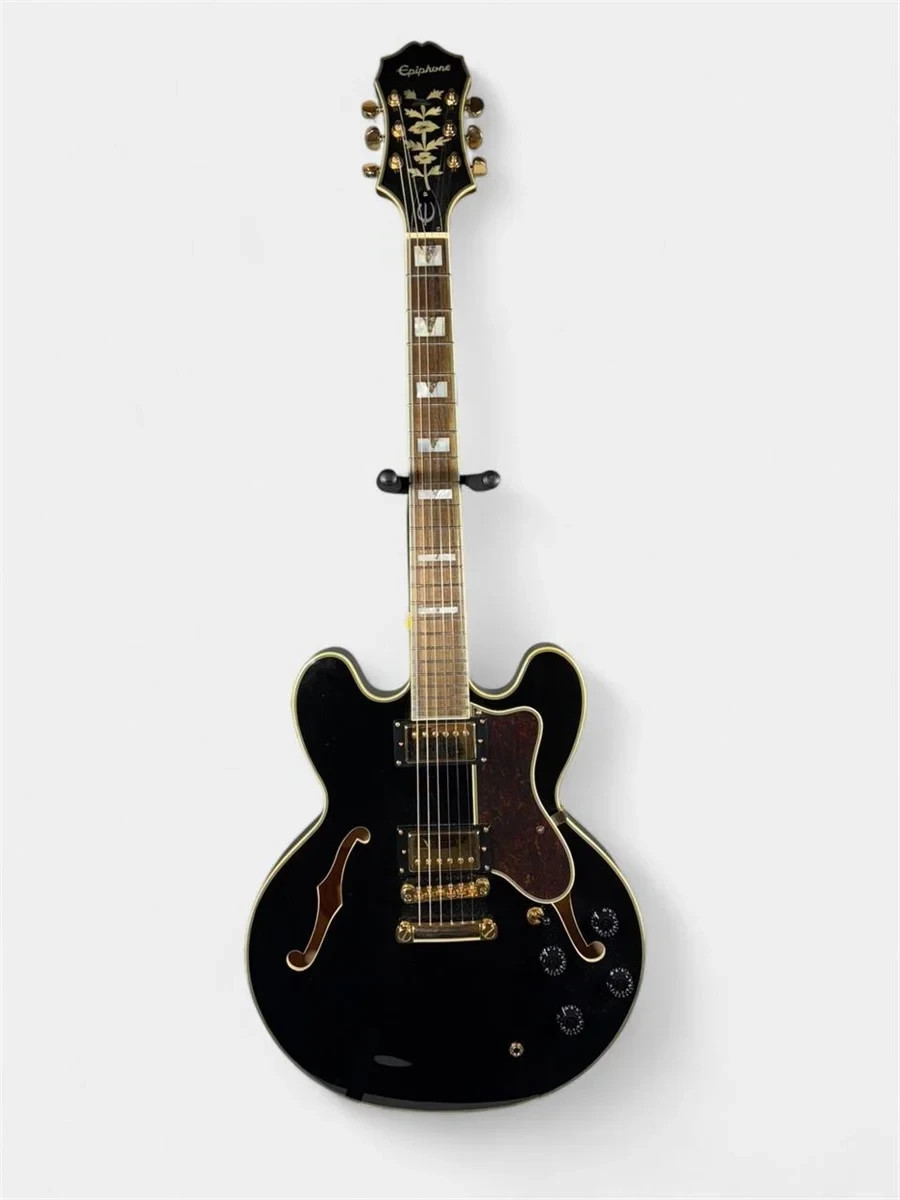 Epiphone Sheraton II Ebony Hollow Body Guitar + Hard Shell Case – Mint