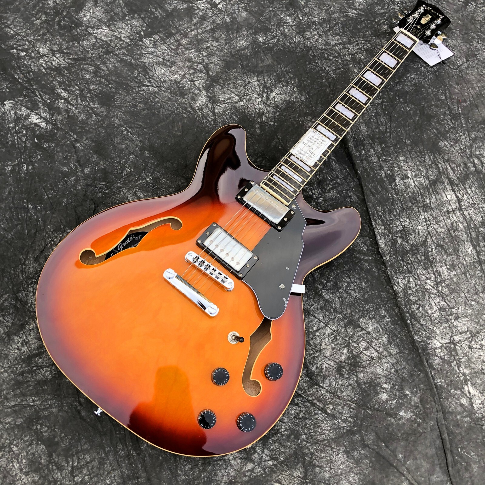 Grote Sunburst Maple Electric Guitar Semi Hollow F holes Archtop Jazz Guitar