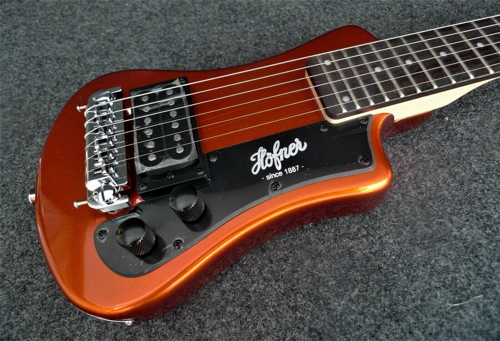 HOFNER HCT-SH-MO SHORTY TRAVEL Electric Guitar METALIC ORANGE with Gig Bag