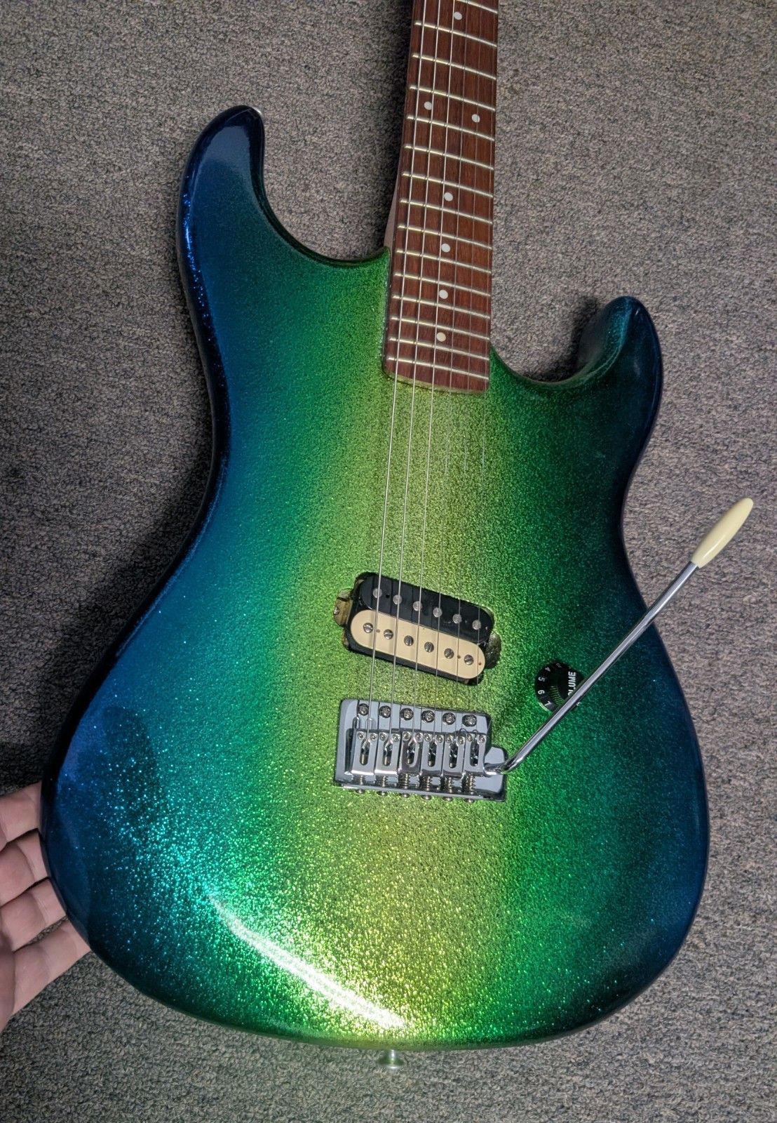 Kramer Baretta Special Electric Guitar Blue/Green Sparkle w Trem Arm Gig Bag