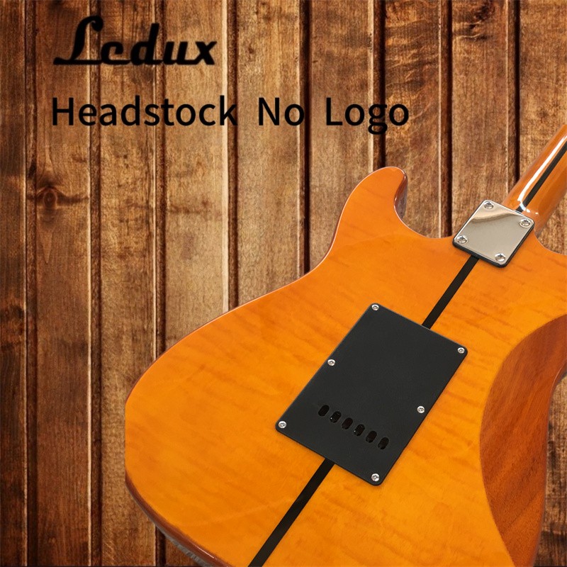 Ledux Mad Cat Solid Electric Guitar Flamed Maple Top Tremolo Bridge Yellow US