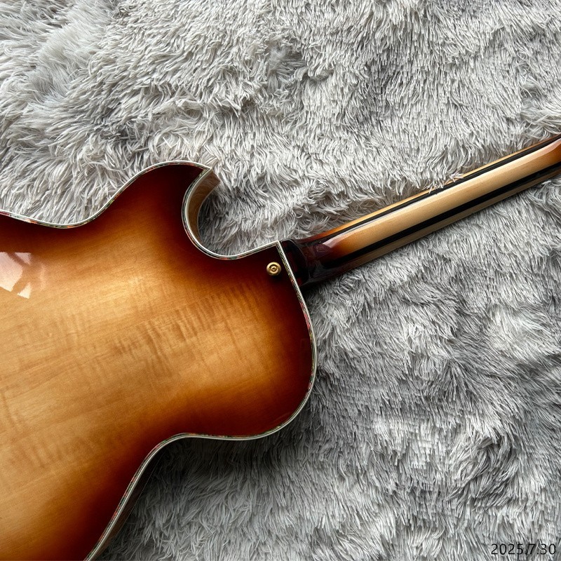 Eelctric guitar Hollow body jazz Tobacco burst quilt flame center Gold hardware