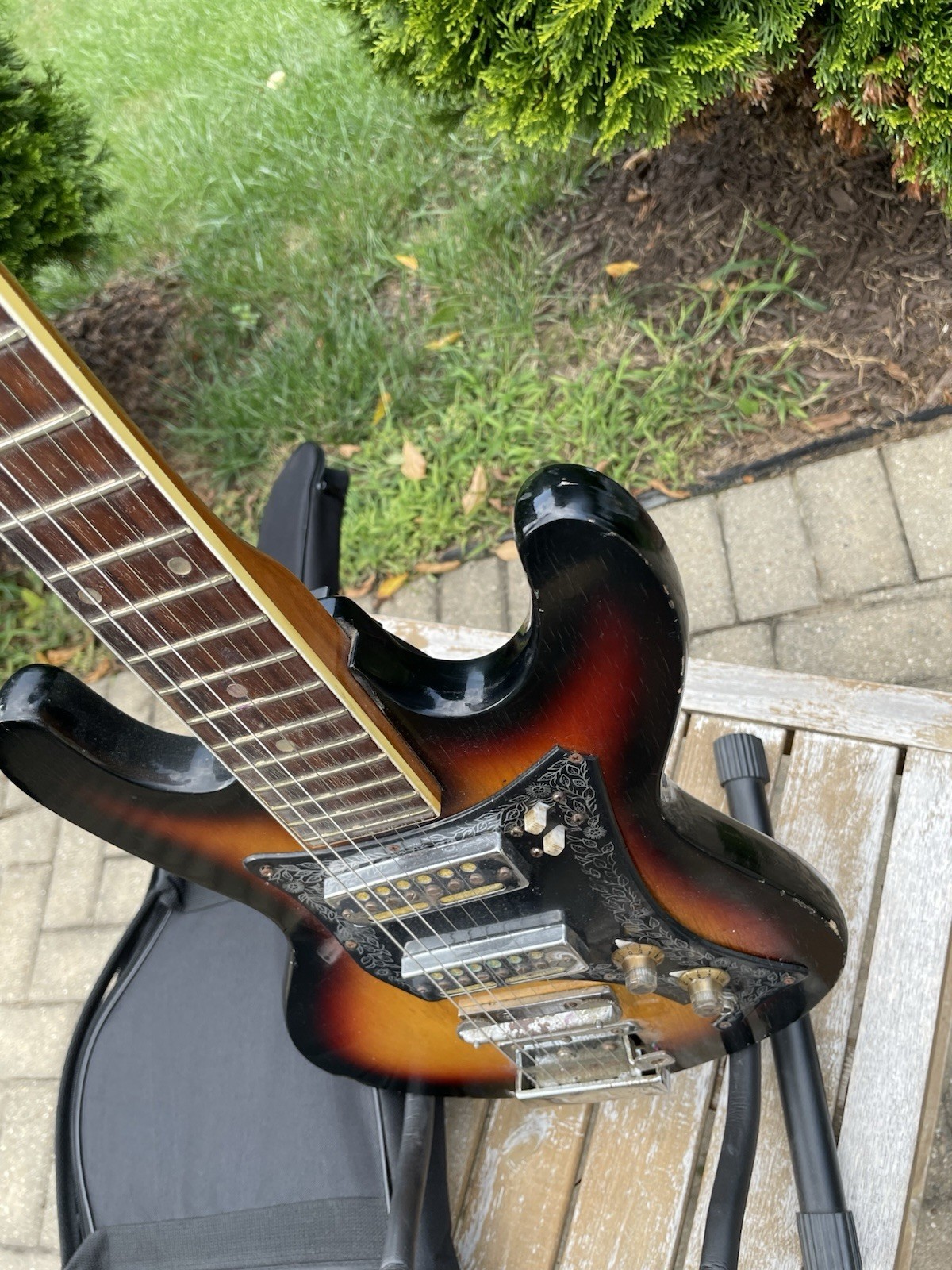 Vintage 60s Teisco Sunburst 2 Gold Foil Pickup Japan Electric Guitar FREE SHIP