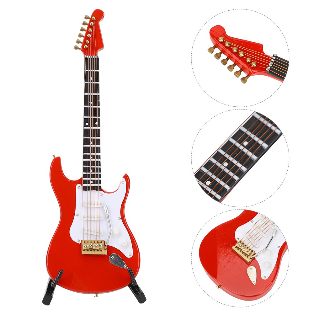 Miniature Red Electric Guitar Model Musical Instrument Crafts Ornament Gift