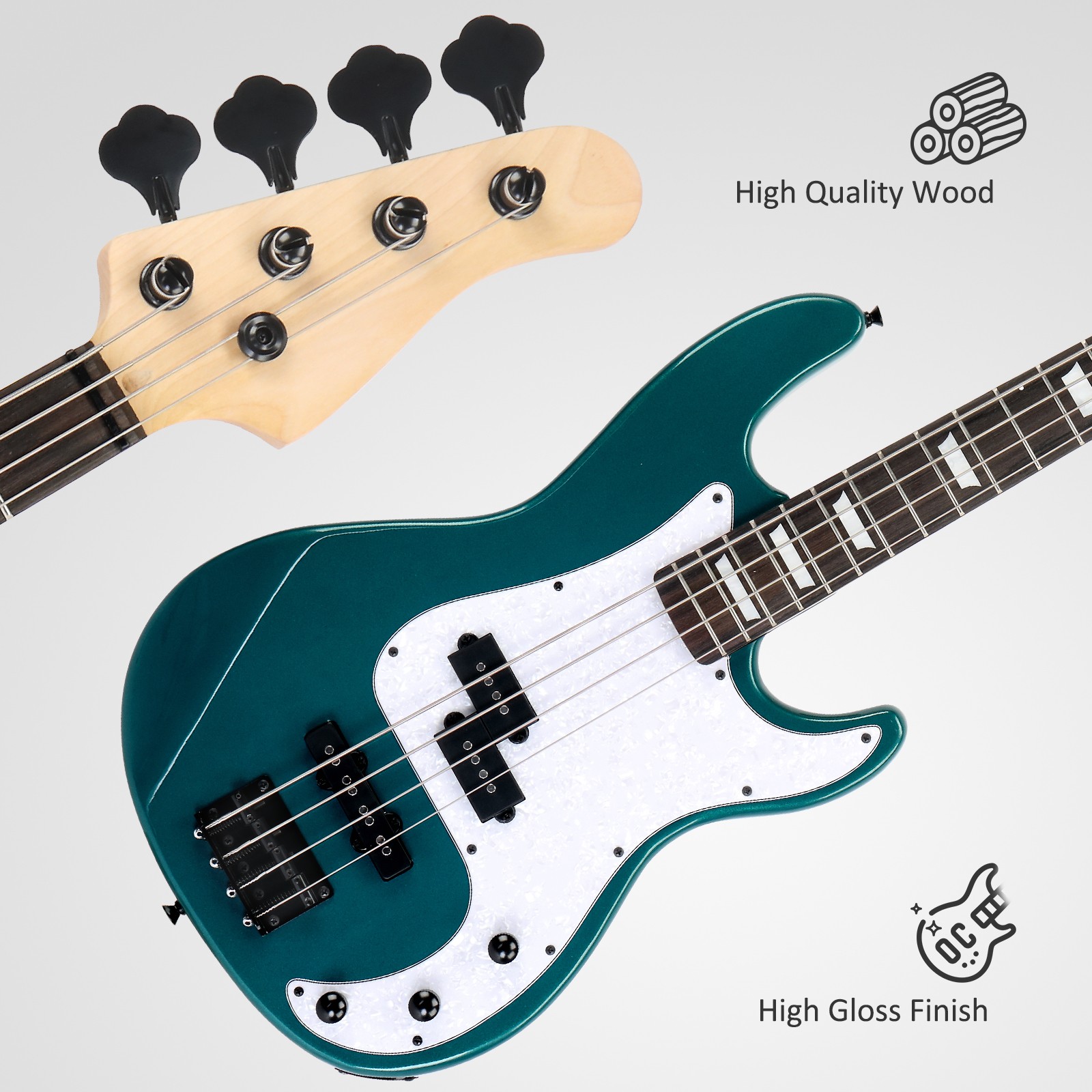 New 46 ” KP Bass Electric Guitar 20 Frets Basswood With Bag & 20W Speaker