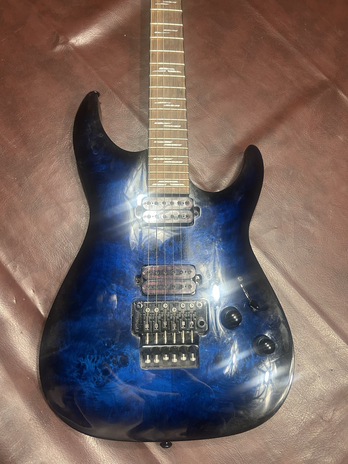 2020 Schecter Omen Elite-6 See Thru Blue Electric Guitar Floyd Rose Tremolo