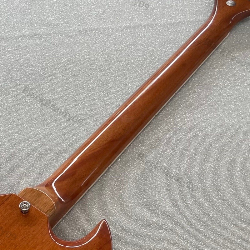 Electric Guitar Natural Mahogany Finish HH Stainless Rounded Fret Edge Bone Nut