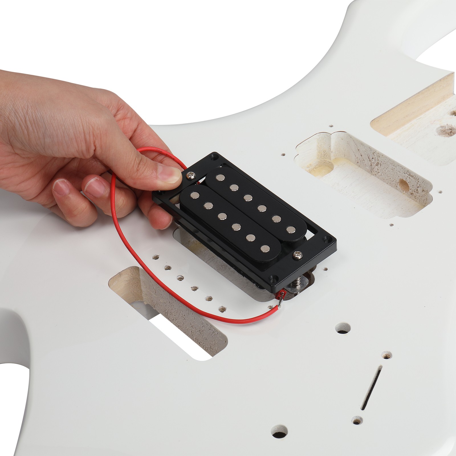 DIY 6 String Flame Shaped Style HSH Electric Guitar Kits with Mahogany Body, Map