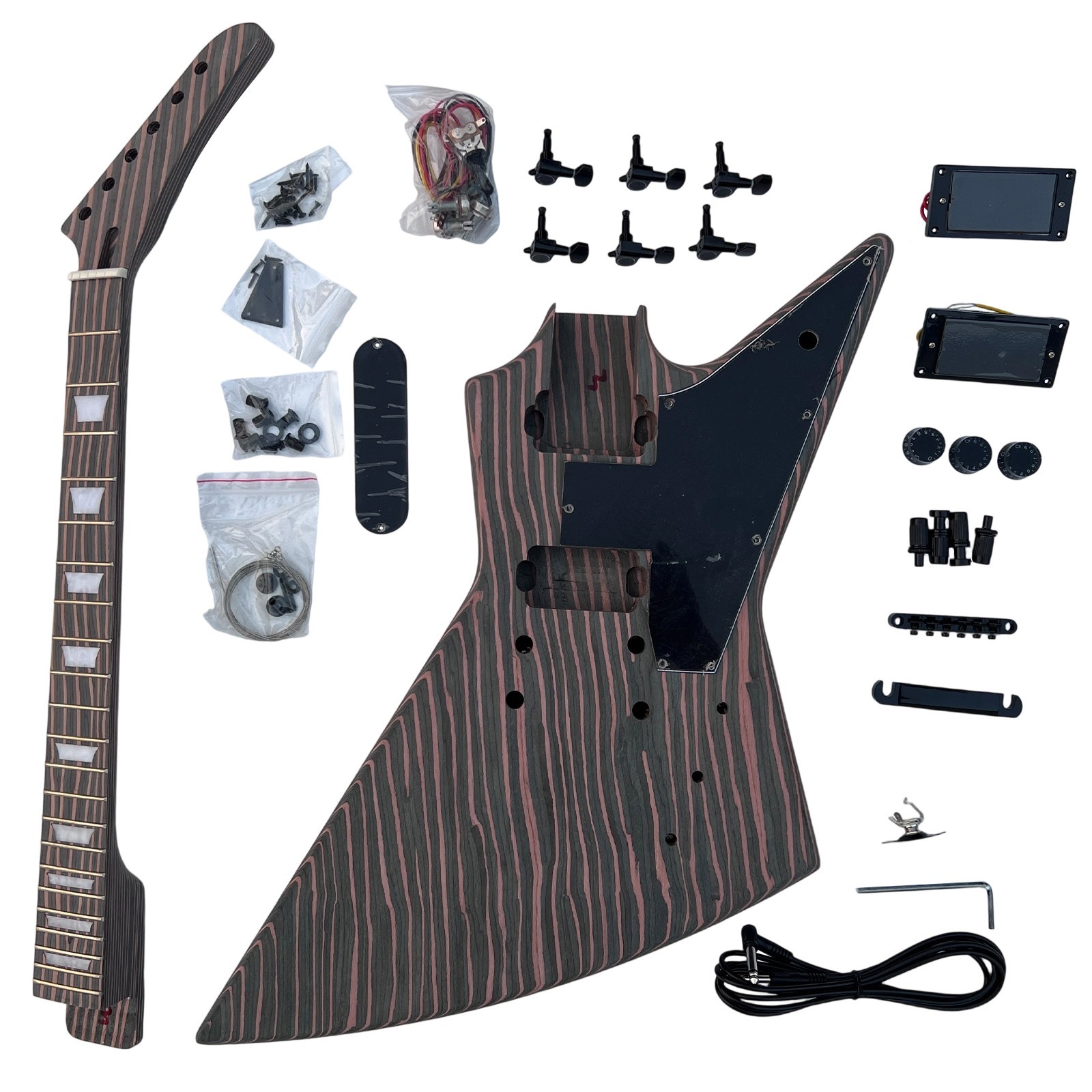 Unfinished DIY Electric Guitar Kits Bone Nuts Zebrawood T-o-m Set In Free Ship