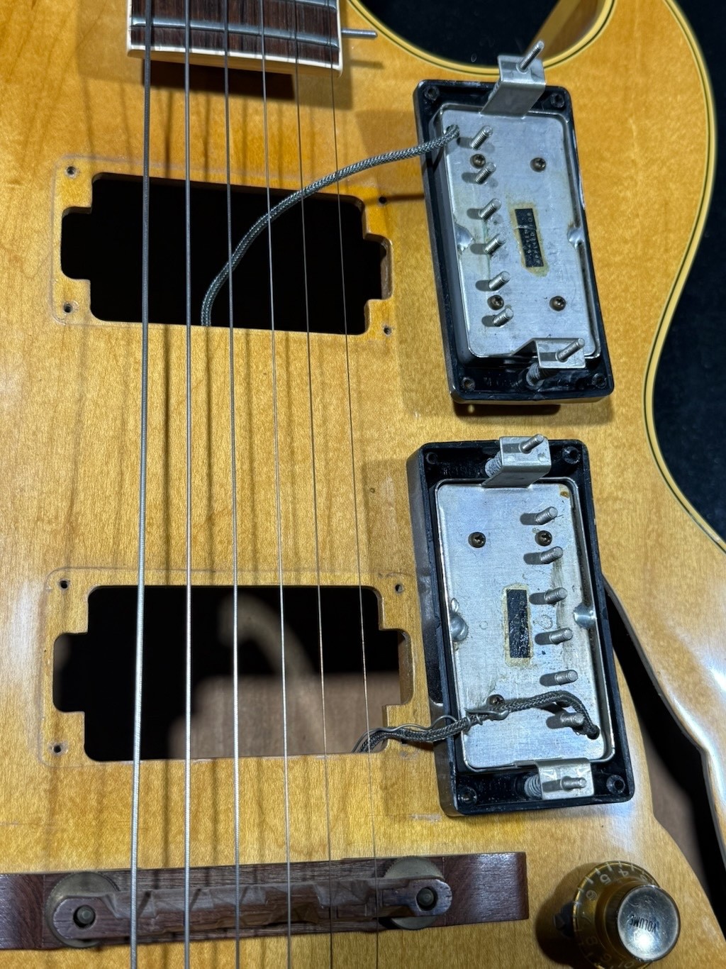 1961 Gibson ES-175DN ultra rare & clean Blonde w/2 PAF pickups w/wide flat neck.