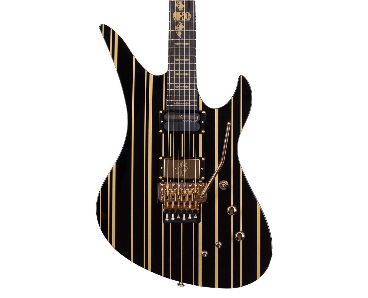 Schecter Synyster Gates Custom-S Guitar – Black w/Gold Stripes – Open Box