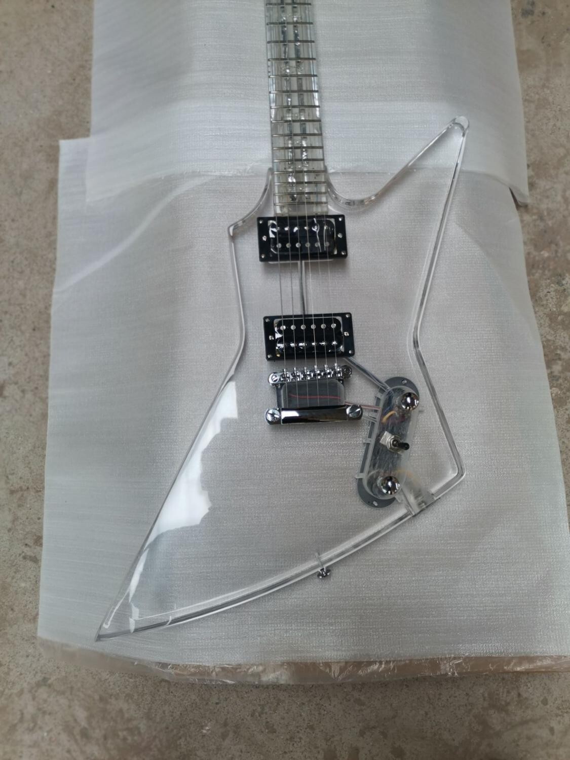 6 Six String Acrylic Electric Guitar Blue Light Acrylic Fingerboard Acrylic Neck