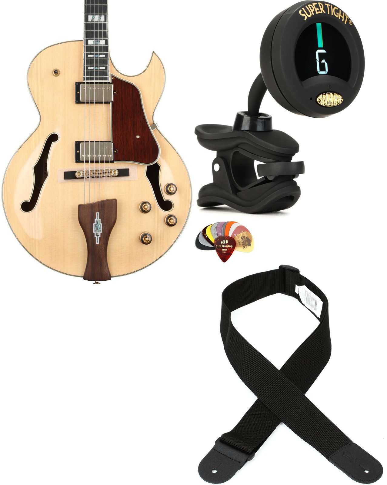 Ibanez LGB30NT + Snark ST-8 + Dunlop PVP101 + Levy’s M8POLY-BLK Value Bundl