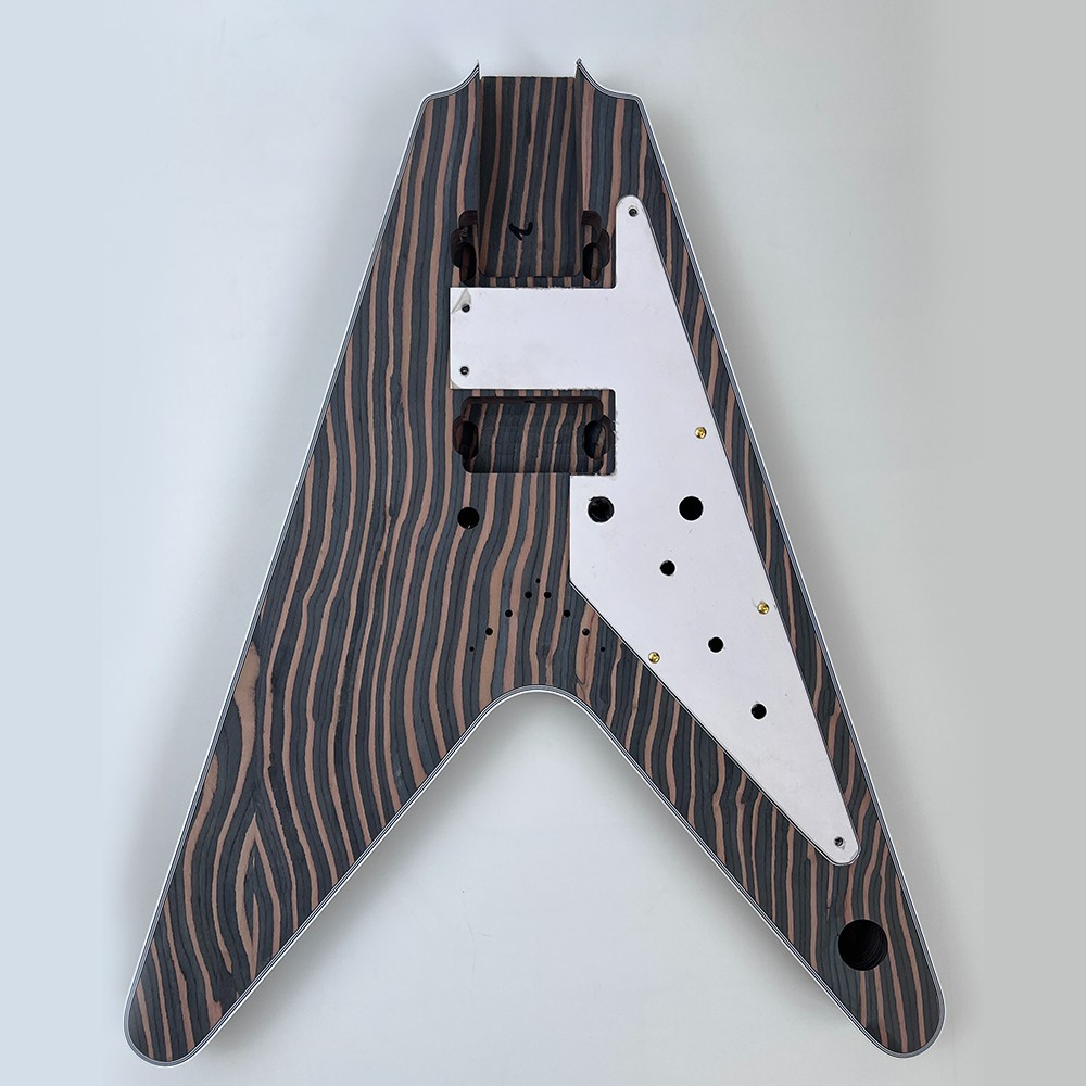 DIY Electric Guitar Kits Unfinished Whole Body Zebrawood 628/22 Frets Free Ship