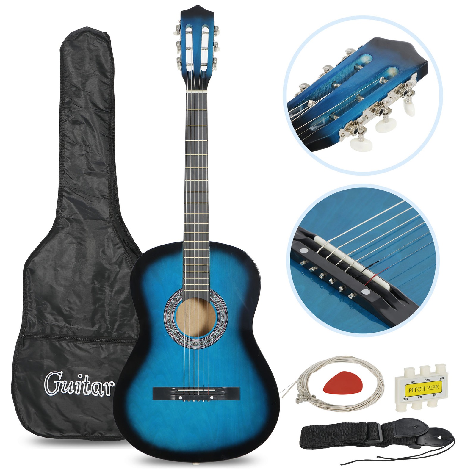 38-inch Beginner Acoustic Guitar Starter Kit w/Gig Bag,Strings,Strap,Picks,Tuner
